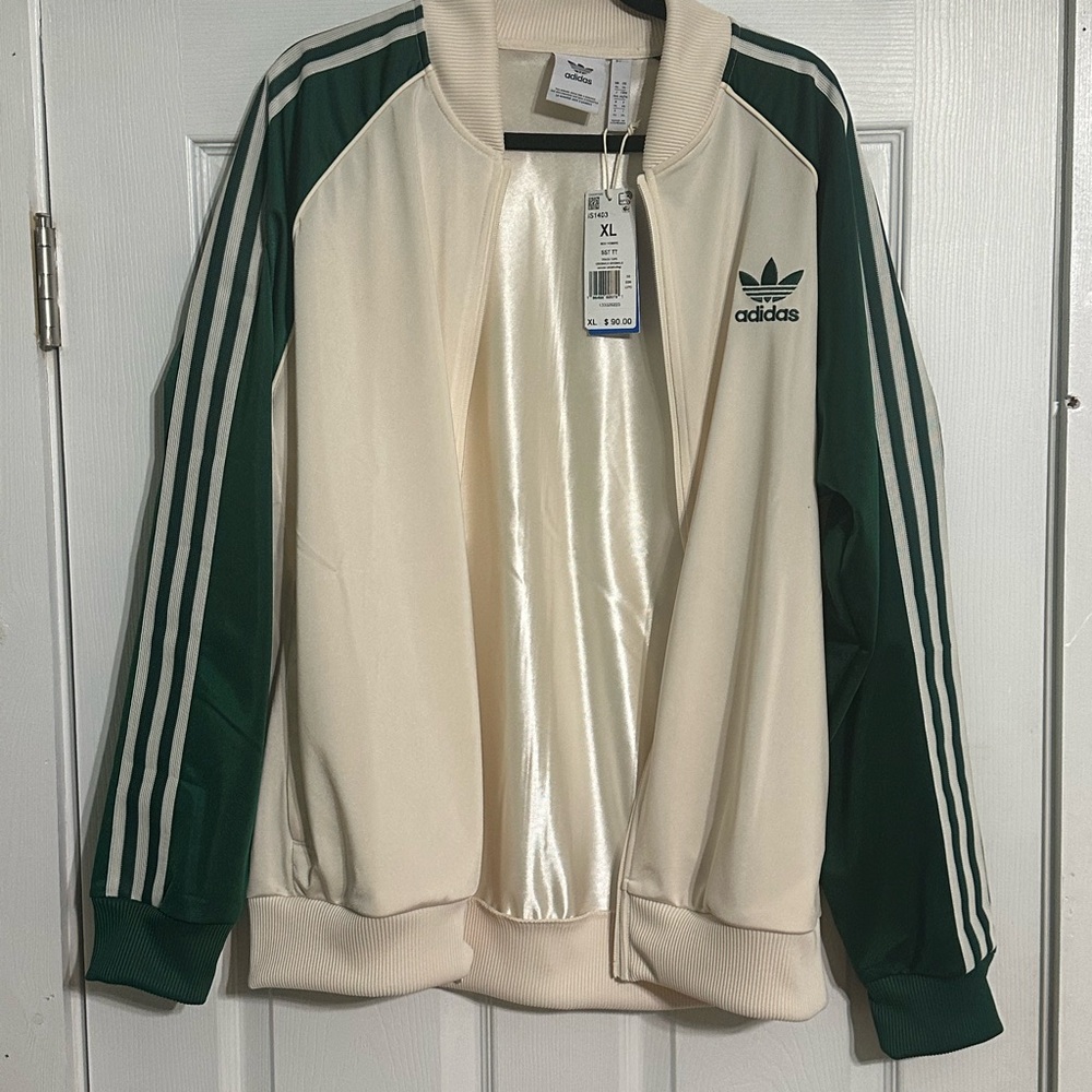 adidas Cream and Green Performance Jacket